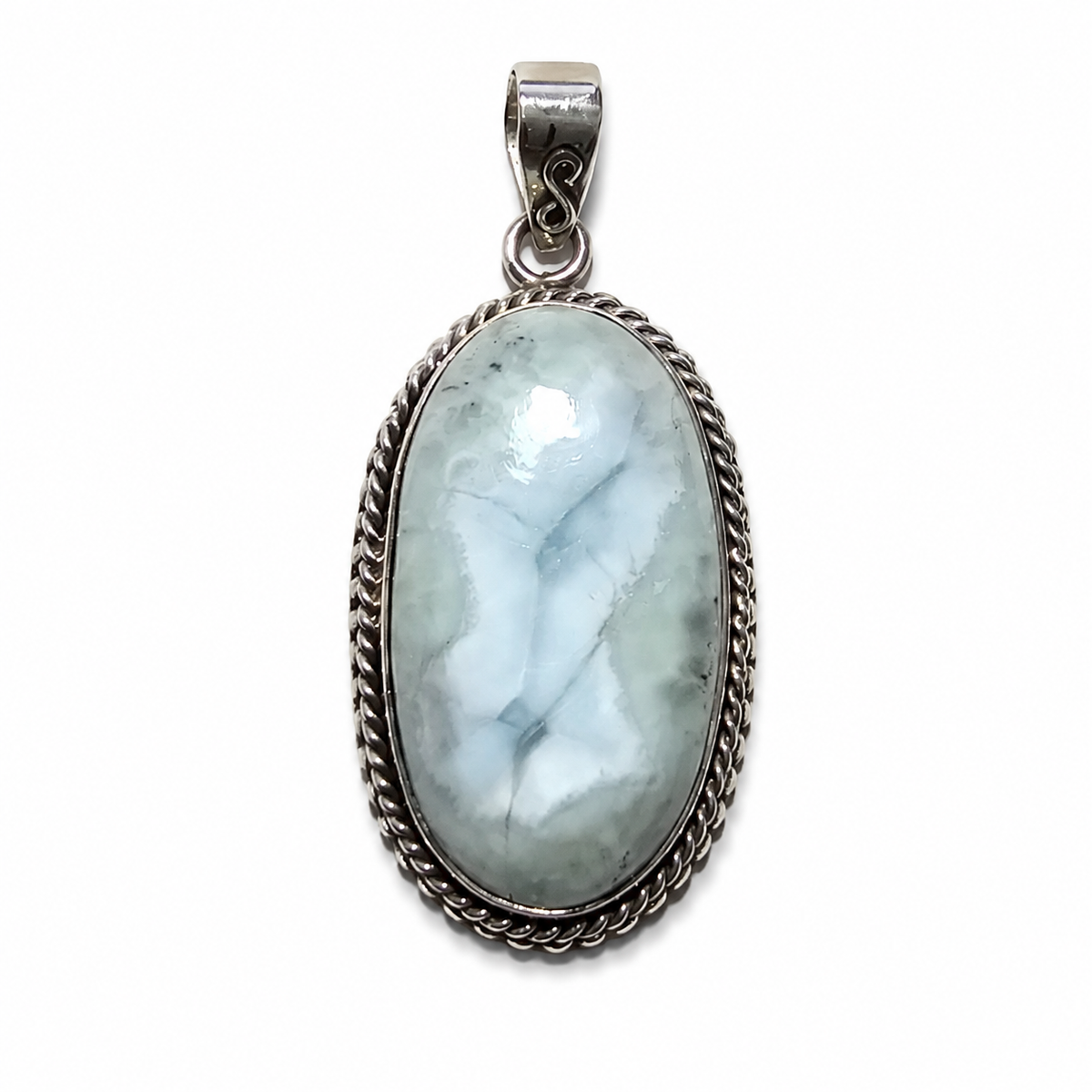 Natural Larimar 925 Sterling Silver Pendant (K5)