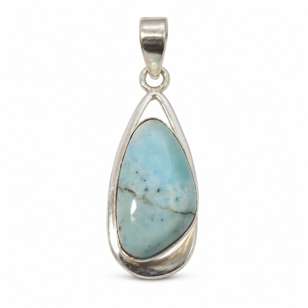 Natural Larimar 925 Sterling Silver Teardrop Pendant (K9)