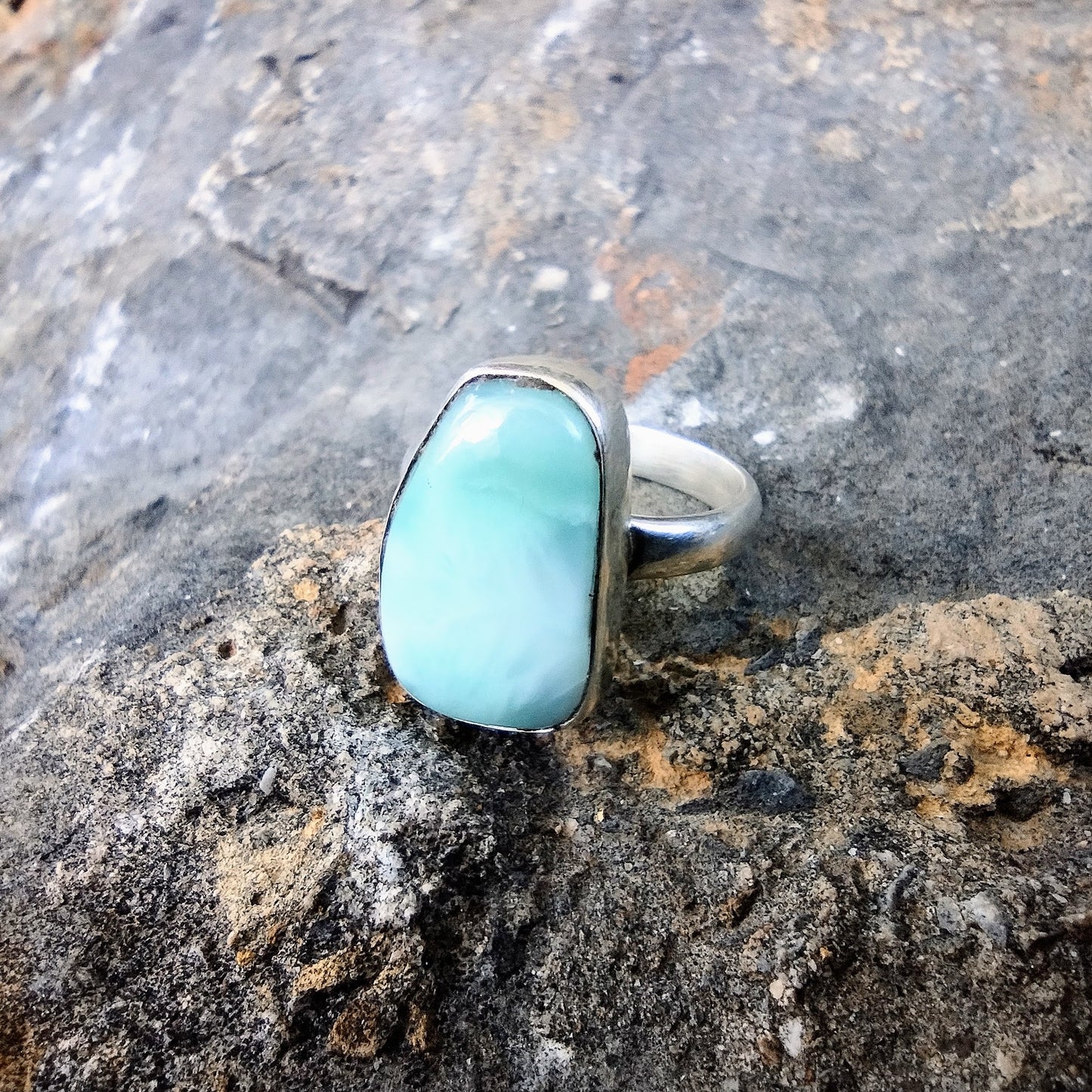 Sterling Silver Larimar Ring Size 6.5