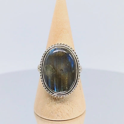 Sterling Silver Rainbow Labradorite Ring Size 7