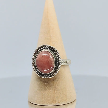 Sterling Silver Rhodochrosite Ring Size 7