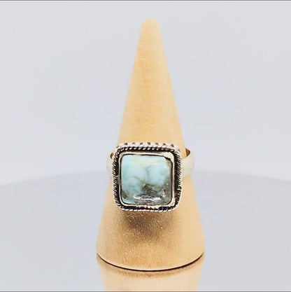 Sterling Silver Natural Larimar Ring Size 6.5