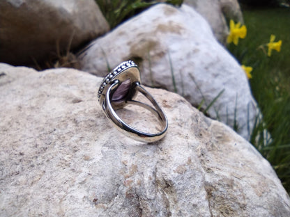 Carved Amethyst Ring | Size 8