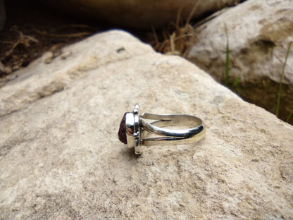 Sterling Silver Raw Ruby Ring Size 7.5