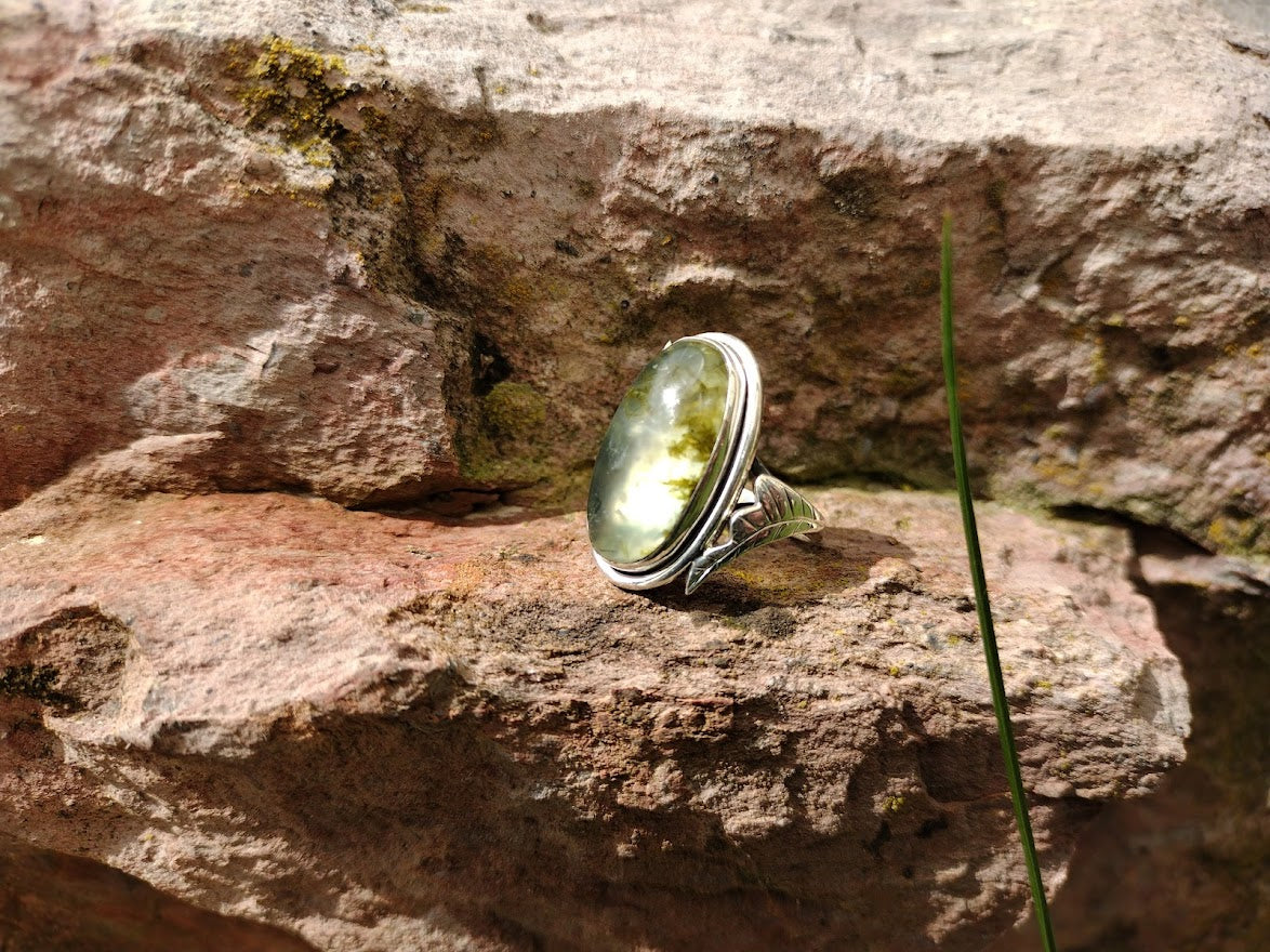Sterling Silver Prehnite Ring Size 7