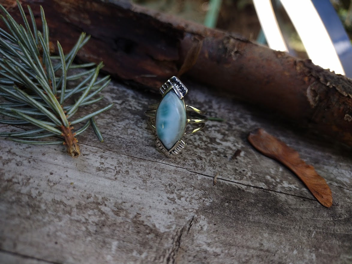 Sterling Silver Larimar Ring Size 7.5