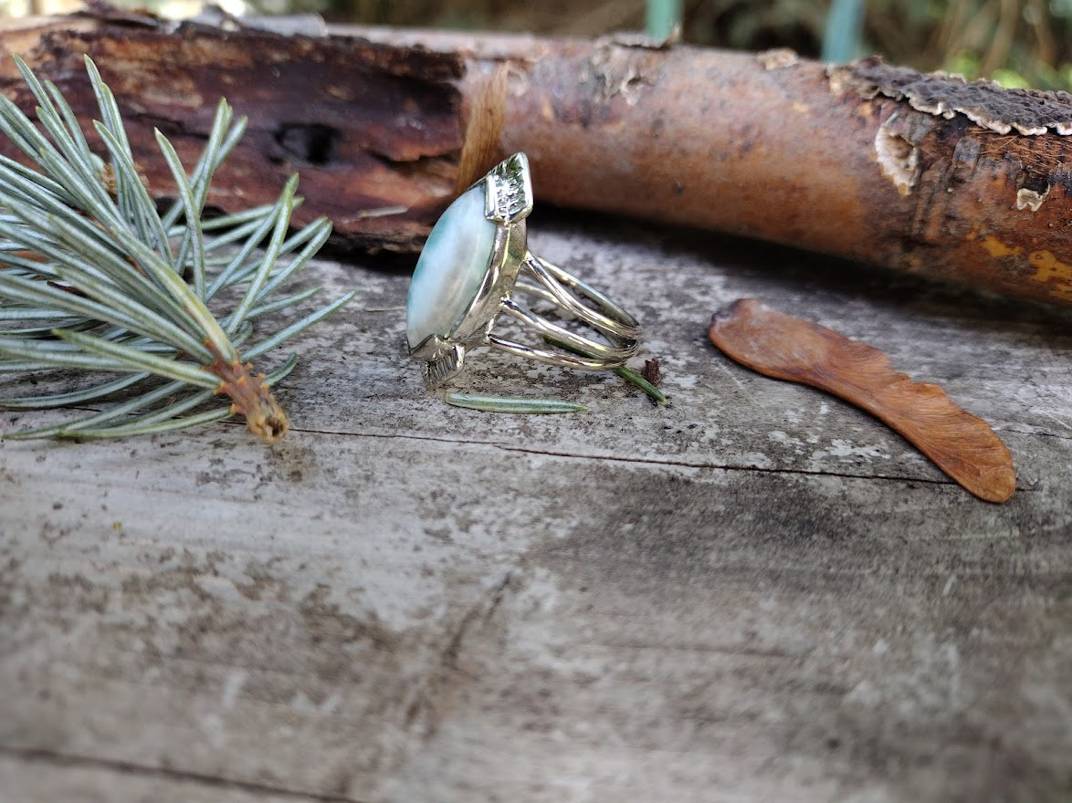 Sterling Silver Larimar Ring Size 7.5