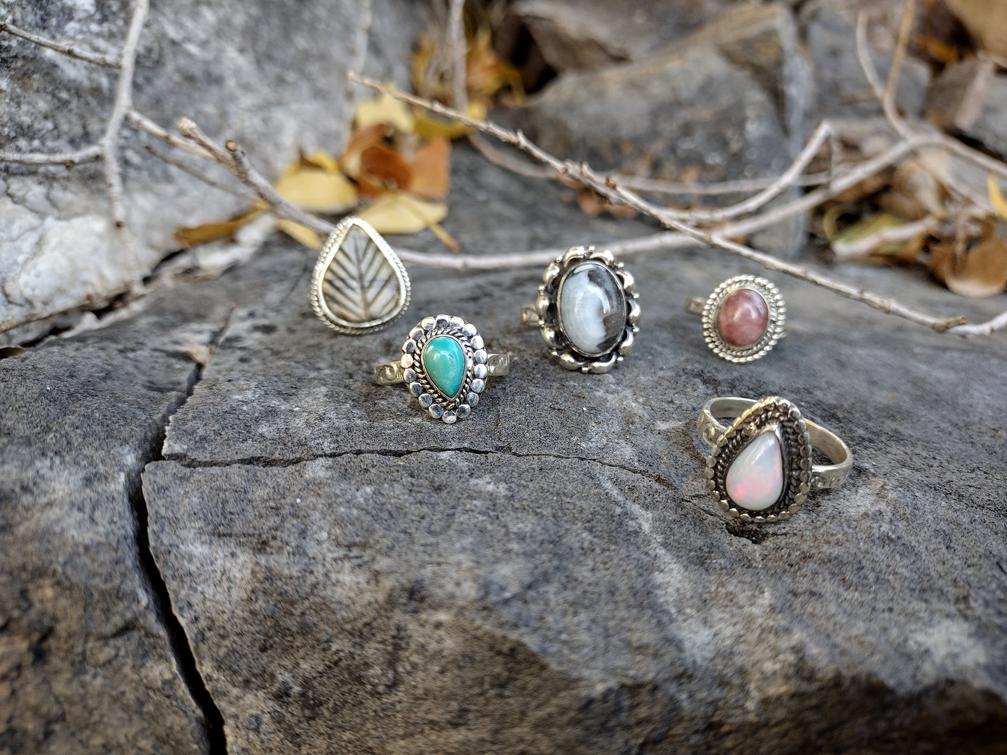 Sterling Silver Pink Opal Ring Size 7