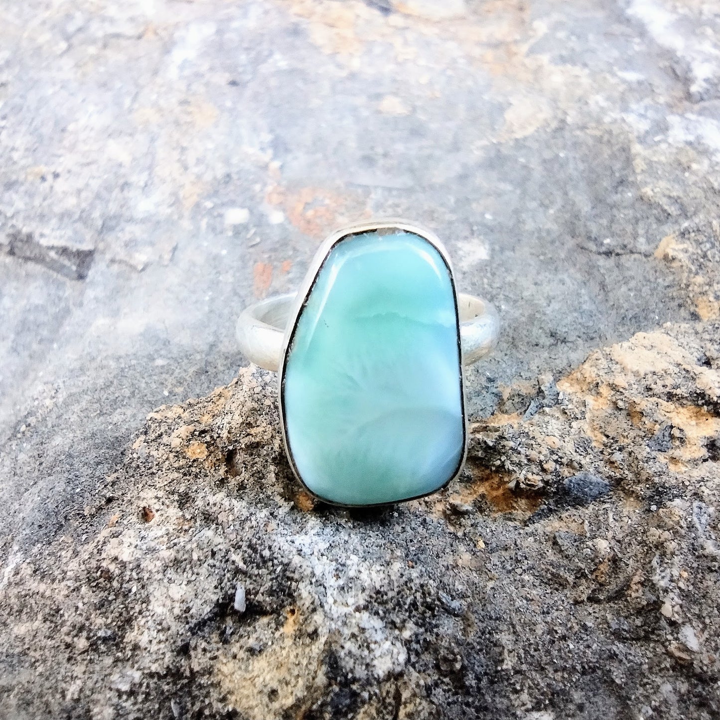 Sterling Silver Larimar Ring Size 6.5