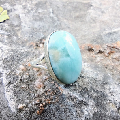 Sterling Silver Larimar Ring Size 7