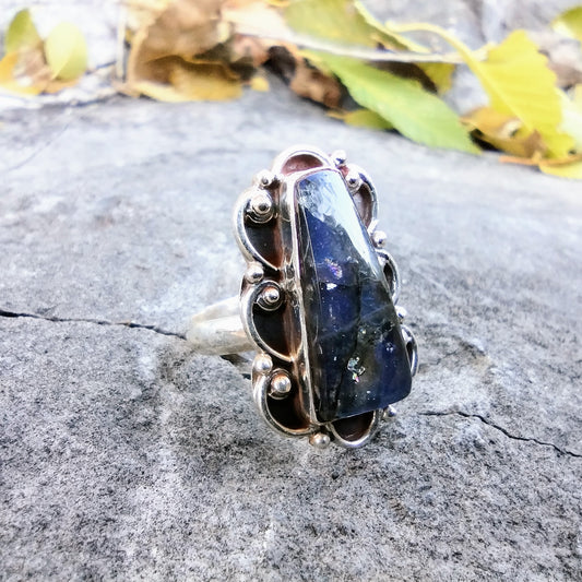 Sterling Silver Labradorite Ring Size 7