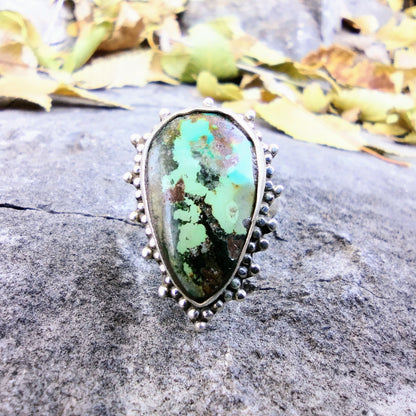 Sterling Silver Natural American Turquoise Ring Size 7.5