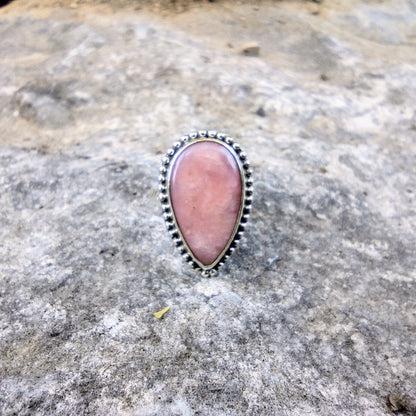Sterling Silver Pink Opal Ring Size 7