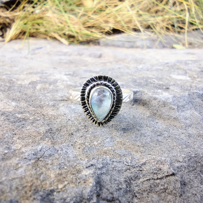 Flash Rainbow Moonstone Ring | Size 7.25