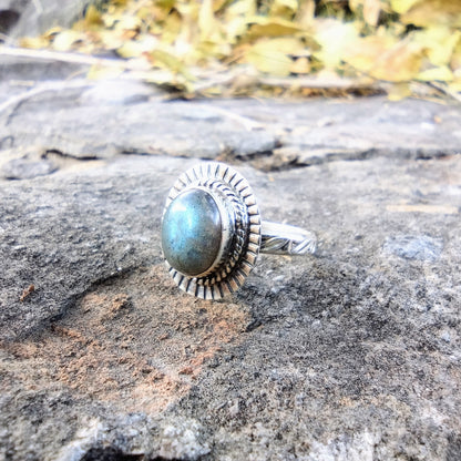 Sterling Silver Labradorite Ring Size 7.25