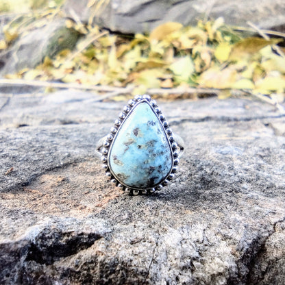Sterling Silver Larimar Ring Size 8