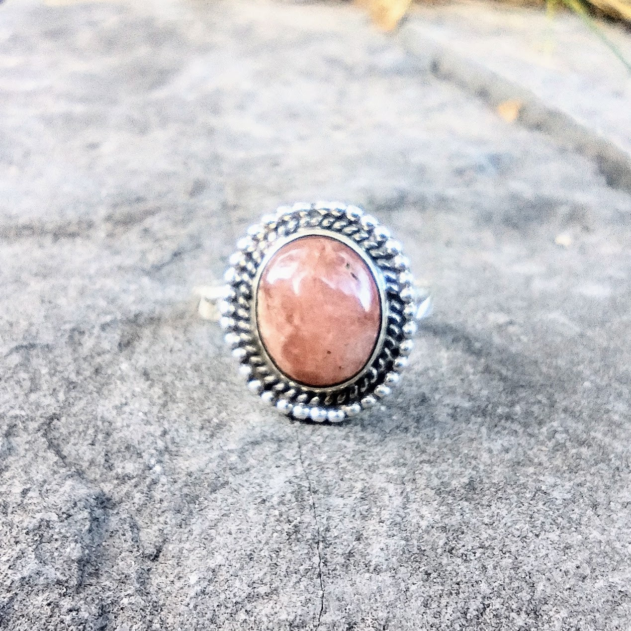 Sterling Silver Rhodochrosite Ring Size 7