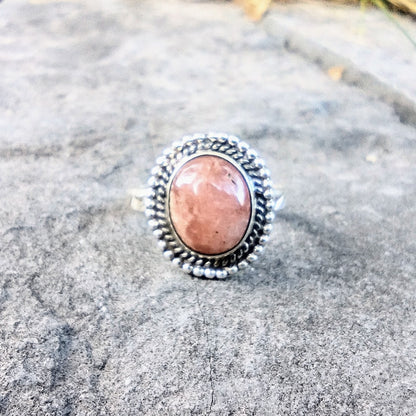 Sterling Silver Rhodochrosite Ring Size 7