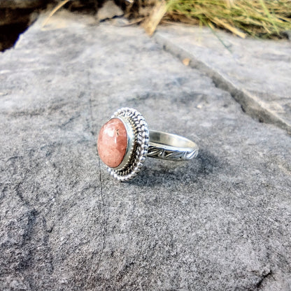 Sterling Silver Rhodochrosite Ring Size 7
