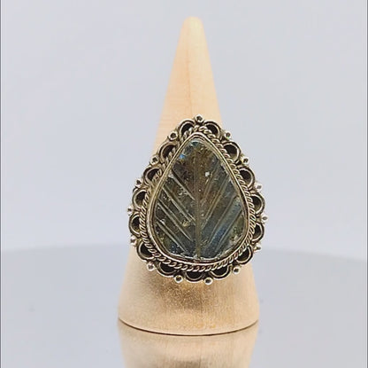 Carved Labradorite Ring | Size 7