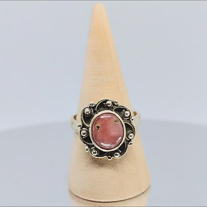 Sterling Silver Peach Sunstone Ring Size 7