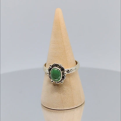Sterling Silver Zambian Emerald Ring Size 7